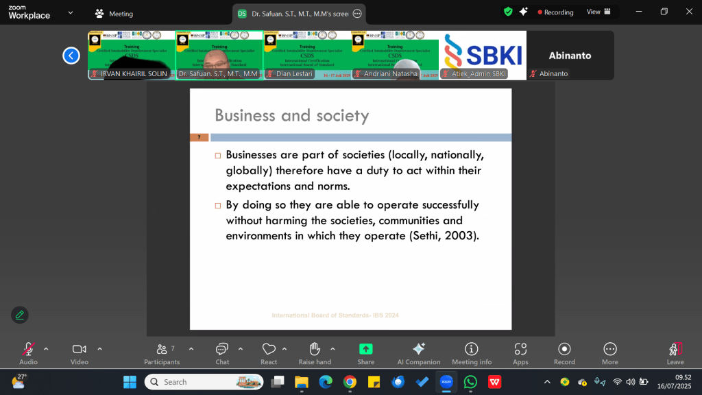 Certified Sustainability Development Specialist (CSDS) for Telkom