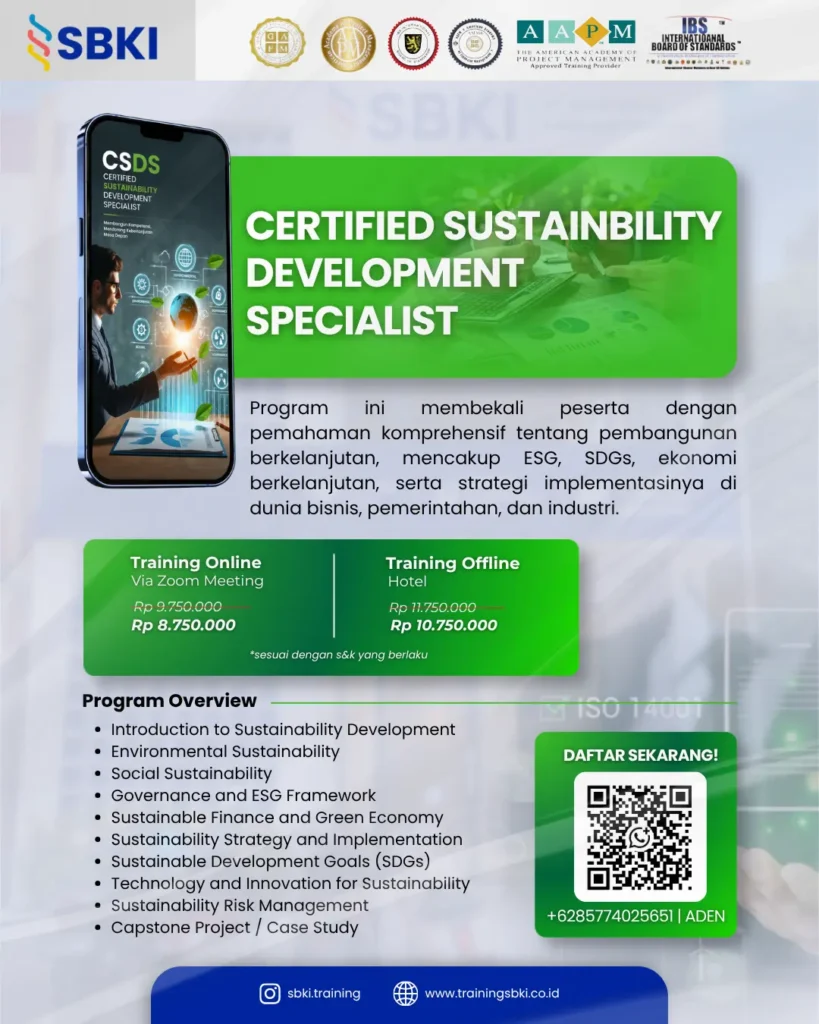 Sertifikasi Certified Sustainability Development Specialist CSDS